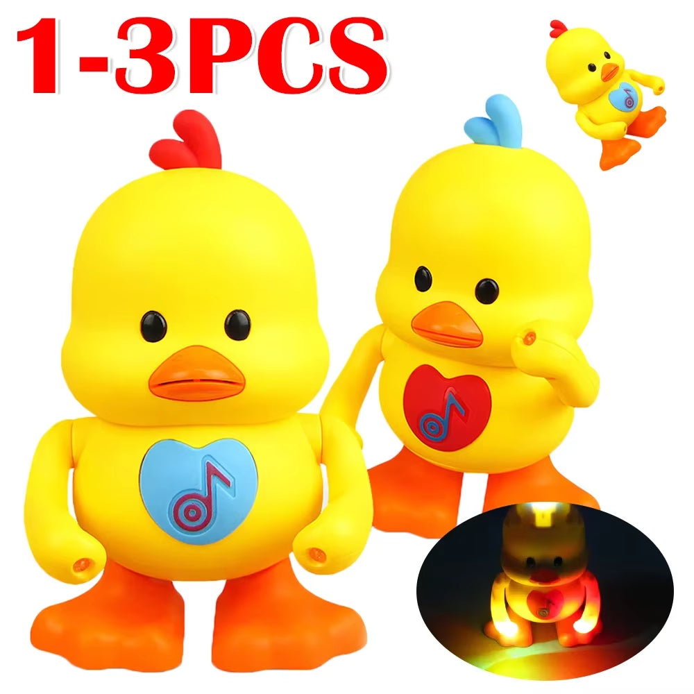 1-3Pcs Multifunctional Dancing Ducks Toys Light up Cute Little Yellow Ducks Robot Music Dancing Animals Lamps Educational Gift