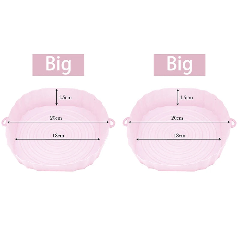 1/2/3PCS Reusable Air Fryer Silicone Pot Oven Baking Tray Airfryer Silicone Basket Pizza Fried Chicken Grill Pan Mat for Kitchen